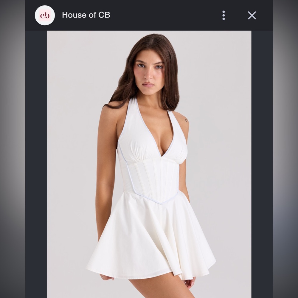 Eleanor House of CB - White Cotton Halter Neck Playsuit